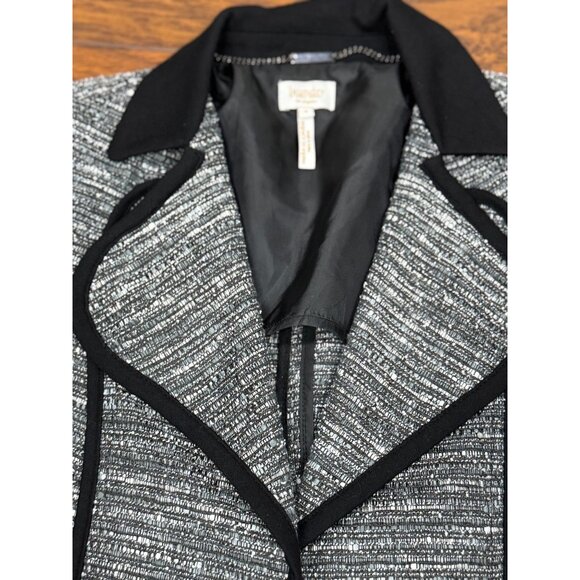 Laundry by Shelli Segal Black Gray Flare Coat Jacket Womens Size 6 Contrast Trim - Picture 16 of 16